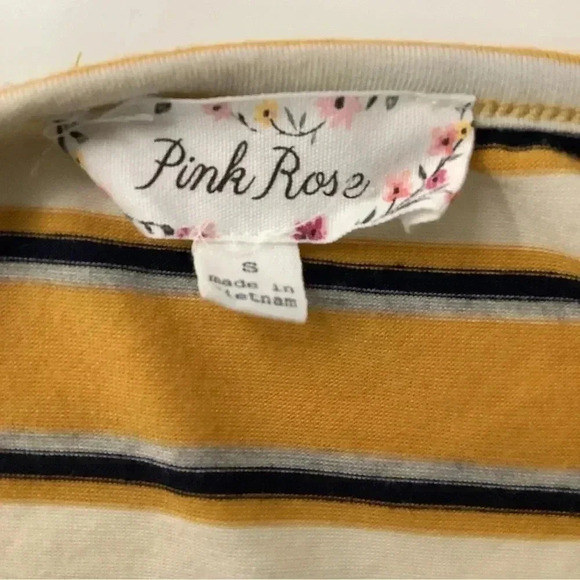 Pink Rose Yellow Striped Mini Dress (Preowned) - Picture 4 of 5